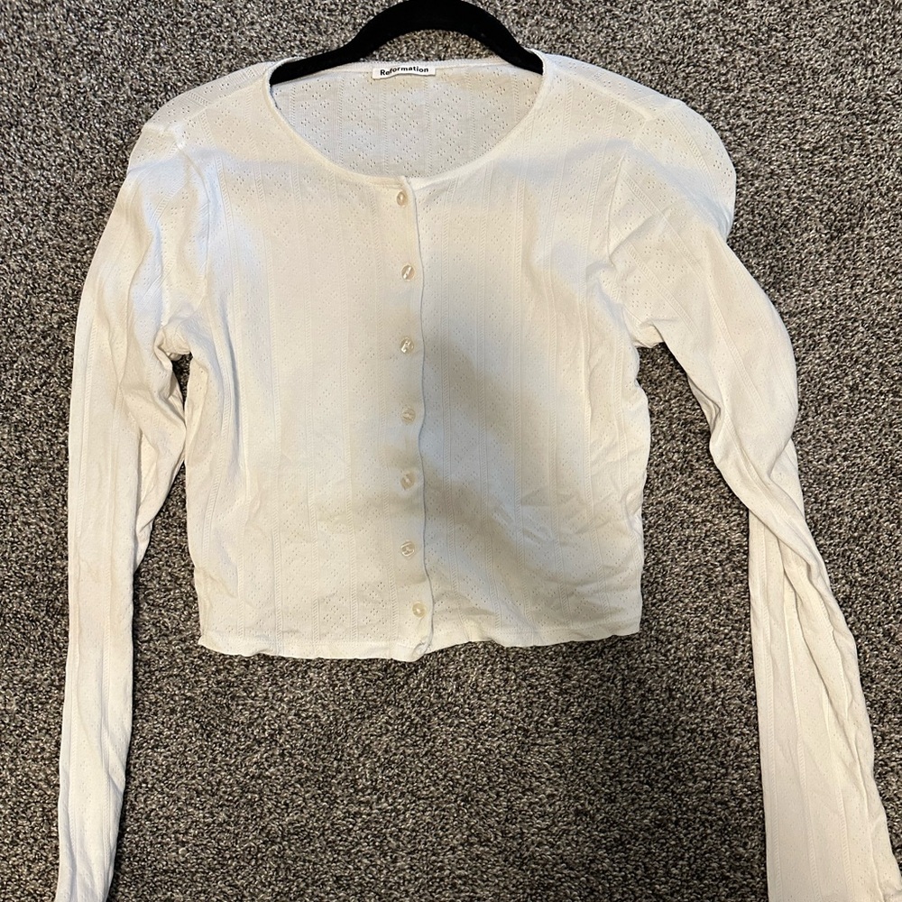 Reformation Pointelle White Top in S